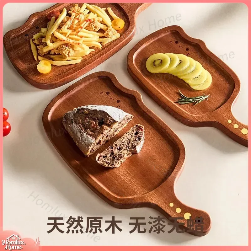 Wooden Dinner Plate Bread Board Fruit Tray Serving Platter Cheese Board Cutting Board Modern Simple Cat Shape Wooden Tray
