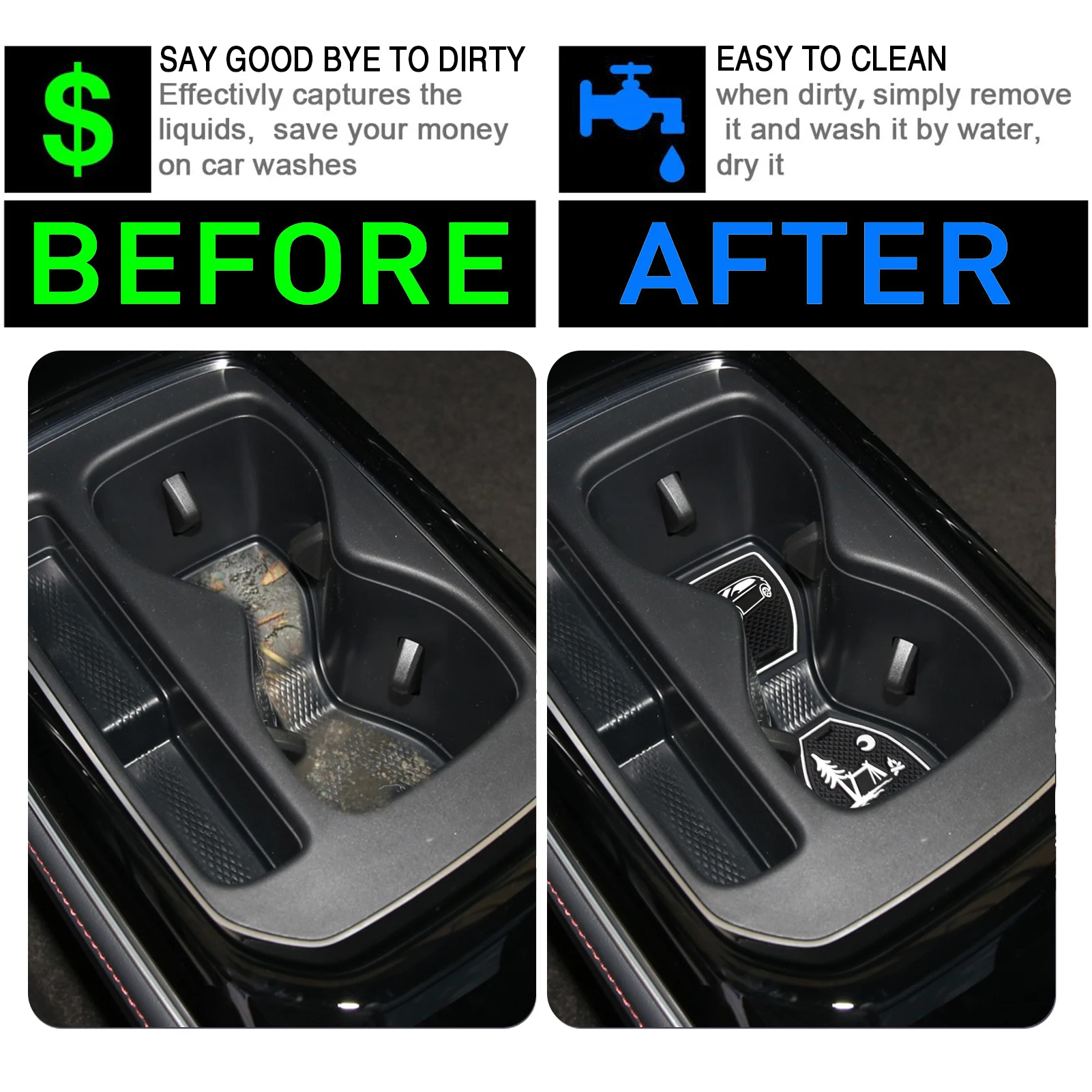 14 قطعة عدم الانزلاق كأس السيارة كوستر فتحة الوسادة لشركة فولكس فاجن Volkswagen ID.4 ID4 2021-2024 اكسسوارات المضادة للانزلاق حصيرة جيب حصيرة حامل الكأس الوسادة #3