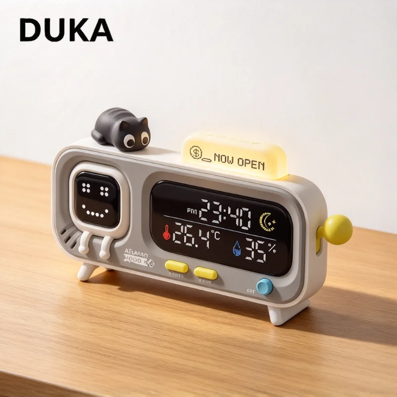 DUKA ATuMan MOODA Smart Electric Desktop Clock Digital Temperature Humidity Meter Built In Fun Reminder For Household Indoor Use