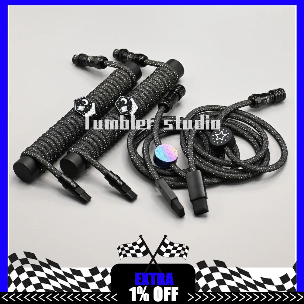 Tumbler Studio Starry Sky Theme Flash Black 8K Custom Mechanical Keyboard Aviator Cable Coiled Gaming Cord Magnetic Switch