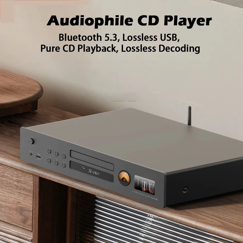

Dual Tube HiFi Audiophile CD Player CSR Bluetooth 5.1 VU Meter HQCD Decoding Pro CD Player Stereo Anti Shock Home Audio System
