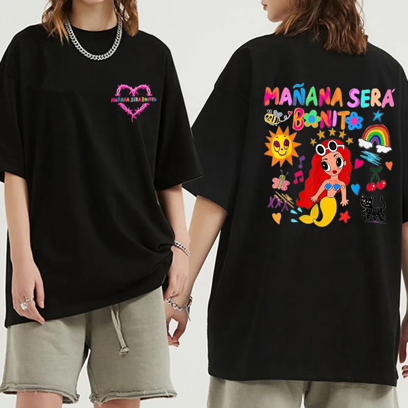 New Fashion Manana Sera Bonito Graphic Printed T-shirt Cute Mermaid Harajuku Shirt Women's Men's Summer T-shirt