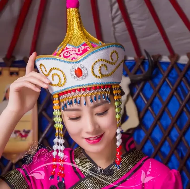

Chinese Mongolian Women Hat Stage Dance