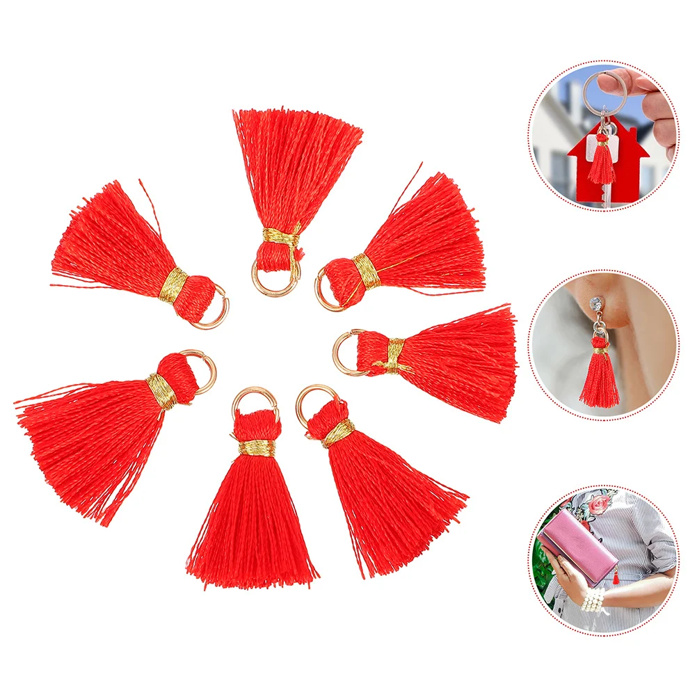 

50 Pcs Tassels Accessories Curtain Decoration Mini Key Chain Multicolor Coworker Gift Keychain with Rayon Home Small Pendant