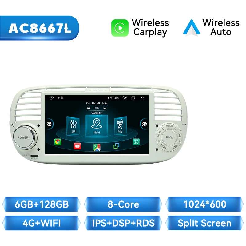 Xonrich Draadloze Carplay Android Auto Radio Voor Fiat 500 Abarth 2007 2008 2009 2010 2011 2012 2013 2014 2015 Gps 2din Autoradio