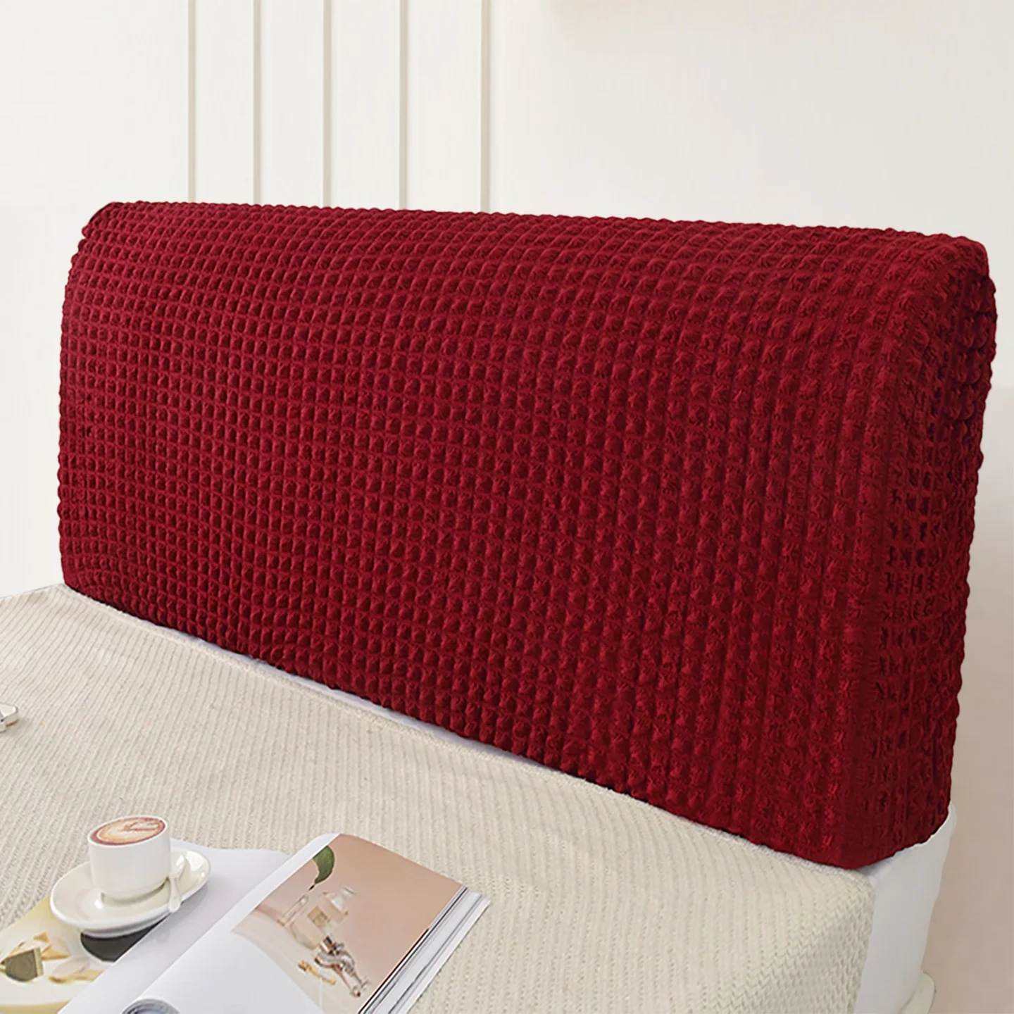 Elastic Bubble Cloth Bedside Protector Cover Full Wrap Bedrest Dustproof New 2026 Design Bedroom Simple Style Fiber Material view 3