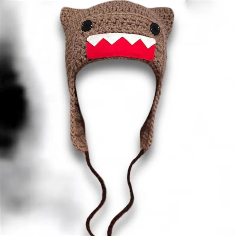 

Knitting Beanie Hat for Women Girls Ear Knit Hat Lovely shark style Hat Y2K Strawberry decoration hat winter warm