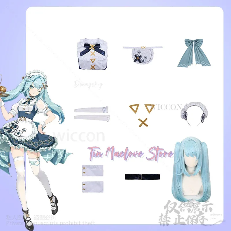 

7d@Faruzan Genshin Impact Anime Game Jirai Kei Girls Cosplay Maid Dress Wigs Costume Full Set Outfit Role Play Women Custom
