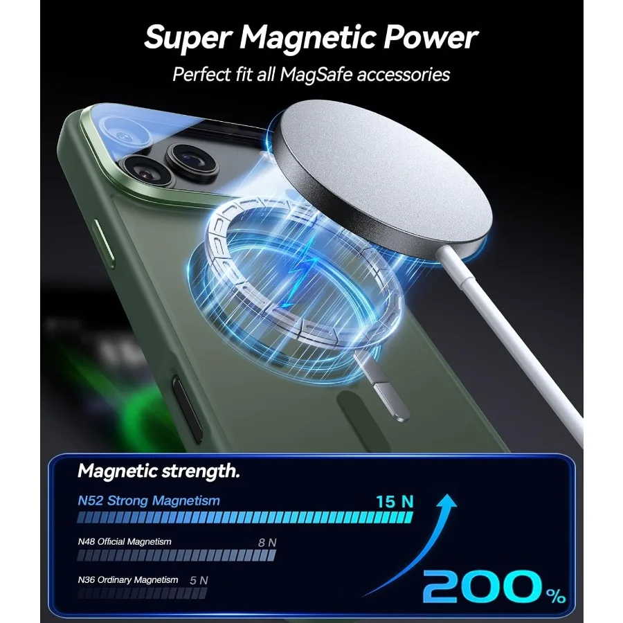 حافظة حماية كاملة مطورة لهاتف iPhone 17 Pro مع حامل غطاء كاميرا مناسب لـ MagSafe 10FT Mil-grade Protection Transl