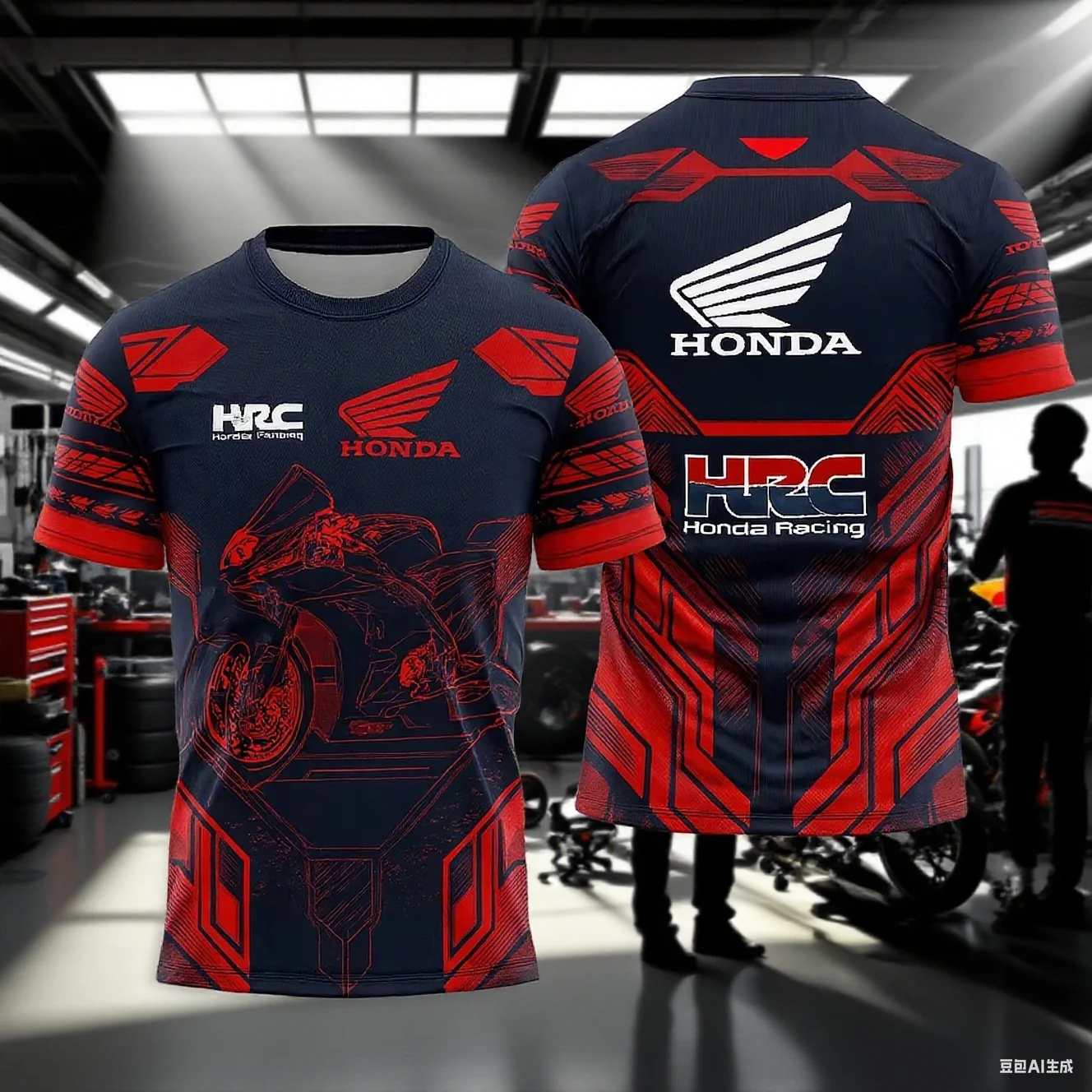 هوندا HRC فريق تي شيرت للرجال الصيف تنفس العرق فتل قصيرة الأكمام اليومية سباق الدراجات النارية جيرسي ملابس ركوب الدراجات