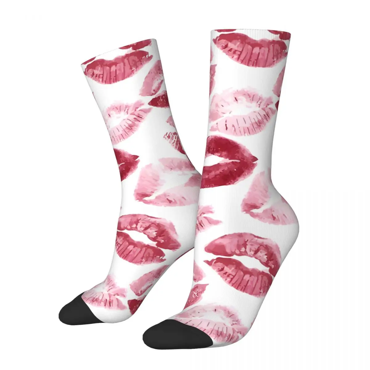 Kisses Men's Socks Retro Harajuku Street Style Novelty Pattern Crew Sock