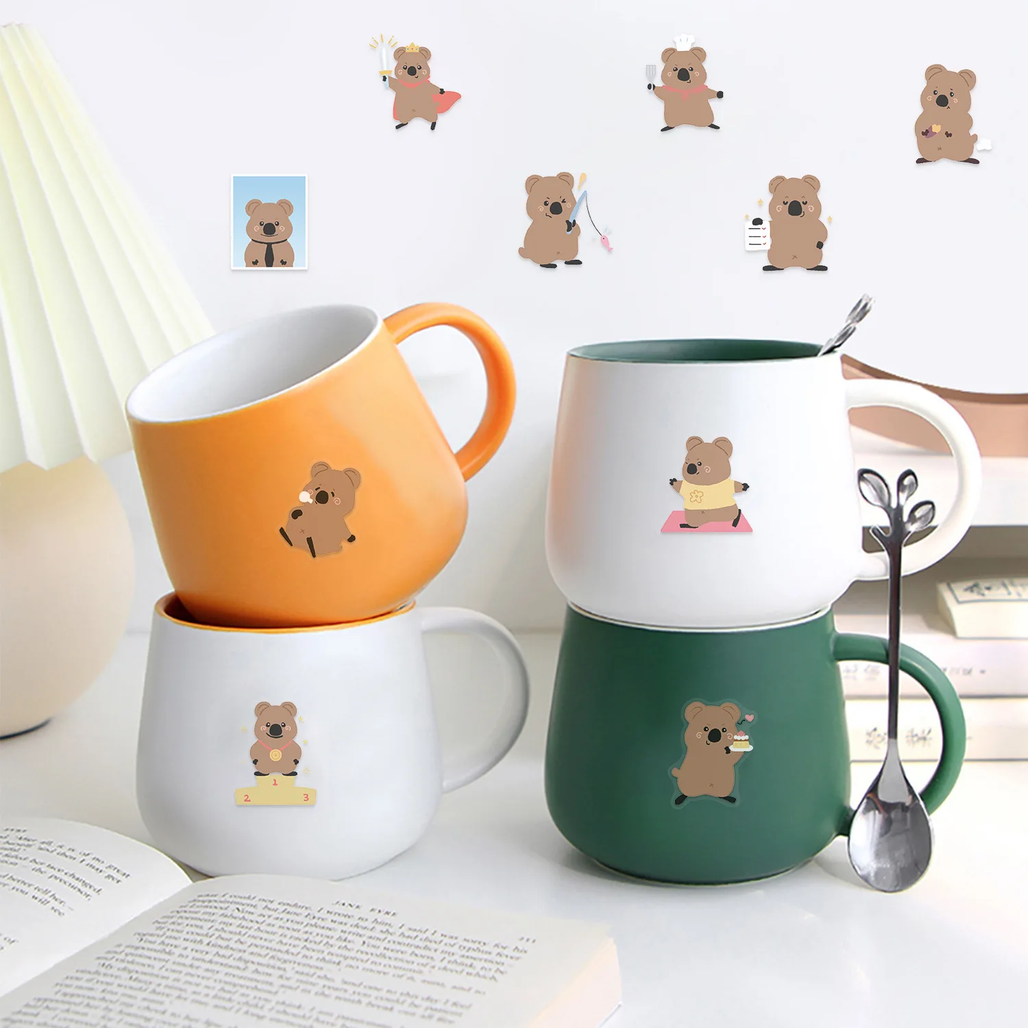 50 Stuks Transparante Leuke Korte Staart Dwerg Kangoeroe PET Waterdichte Speelgoed Sticker Decoratieve Cup Venster Skateboard Gitaar Stickers