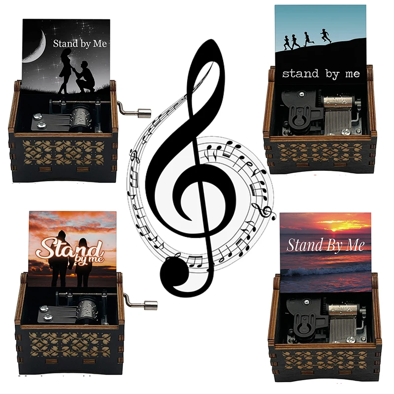 صندوق الموسيقى Stand By Me Theme أغنية شهيرة هدية خشبية خاصة لأصدقاء العائلة وصديقتها وصديقتها ومهرجان عيد الميلاد #1