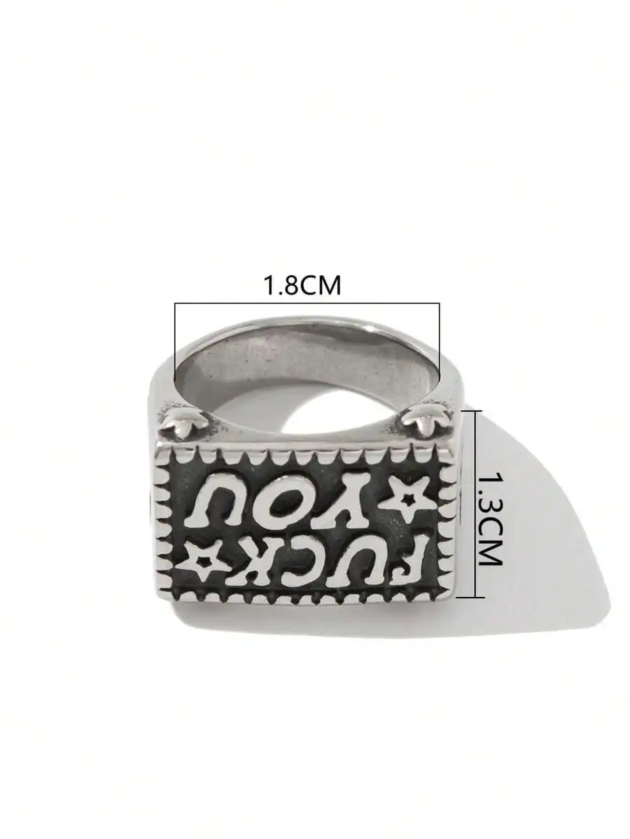 Vintage Punk Style Stainless Steel Ring with Star Design for Men