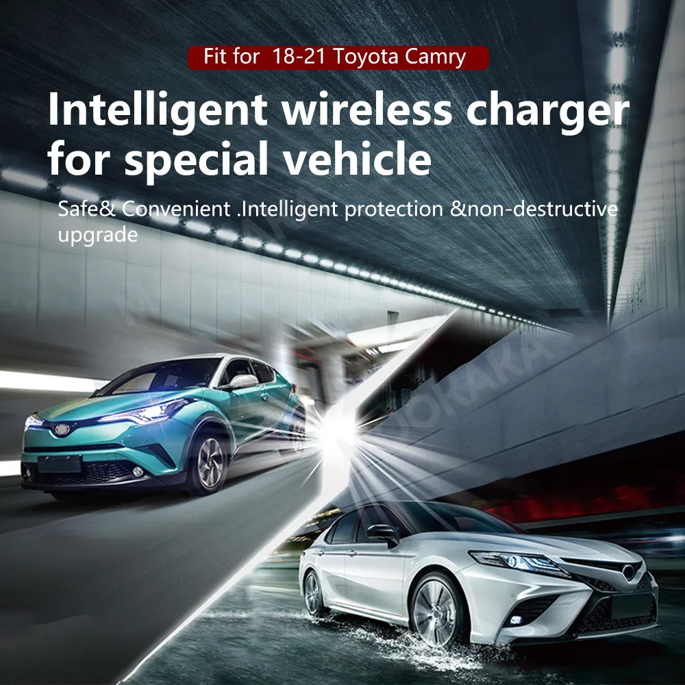 For Toyota Camry 2018-2021 Quick QI Car Wireless Charger Fast Charging Intelligent Infrared Mobile Phone Dashboard