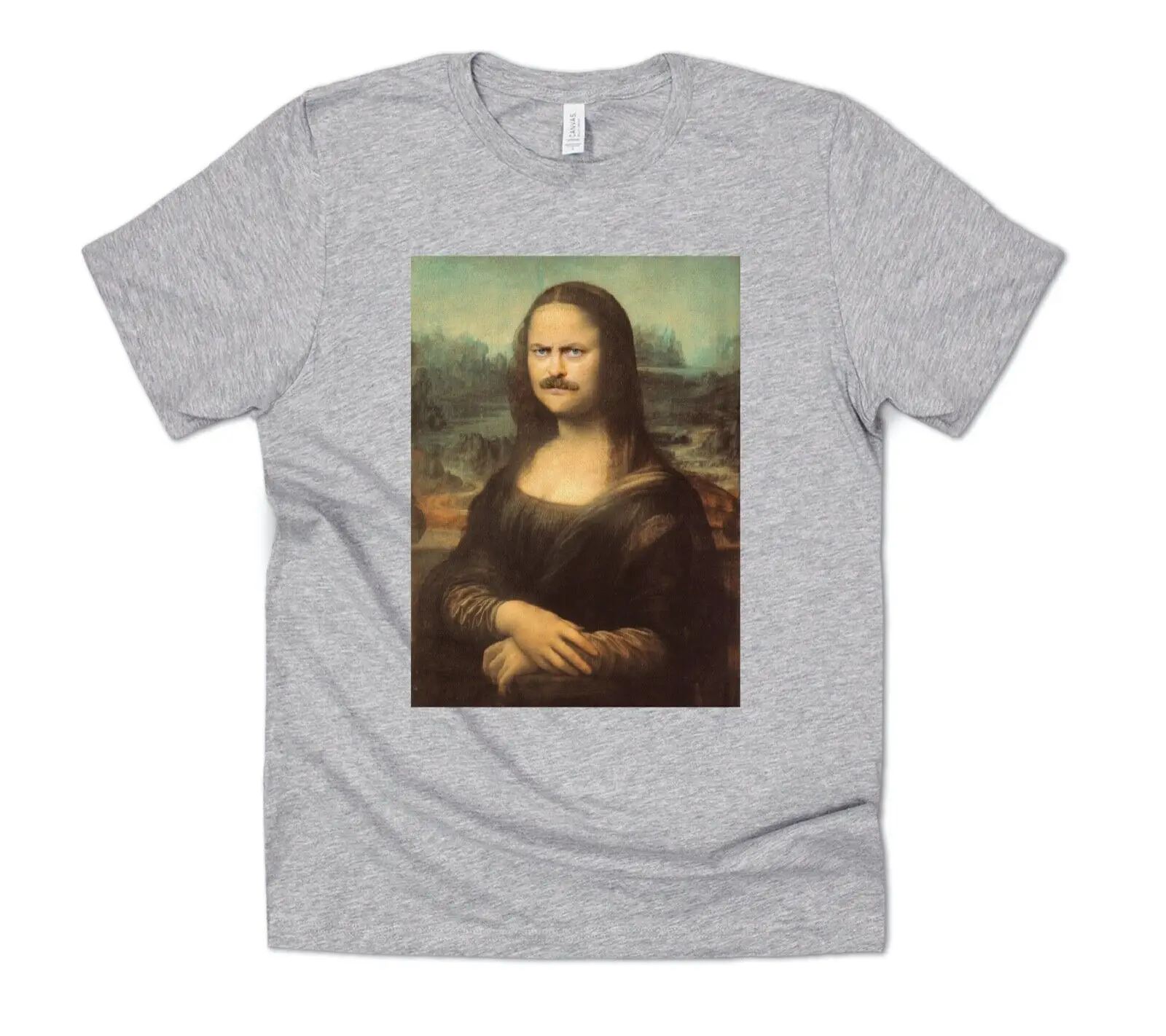 Ron Swanson Mona Lisa T shirt Funny Parks and Rec Recreation Joke Retro