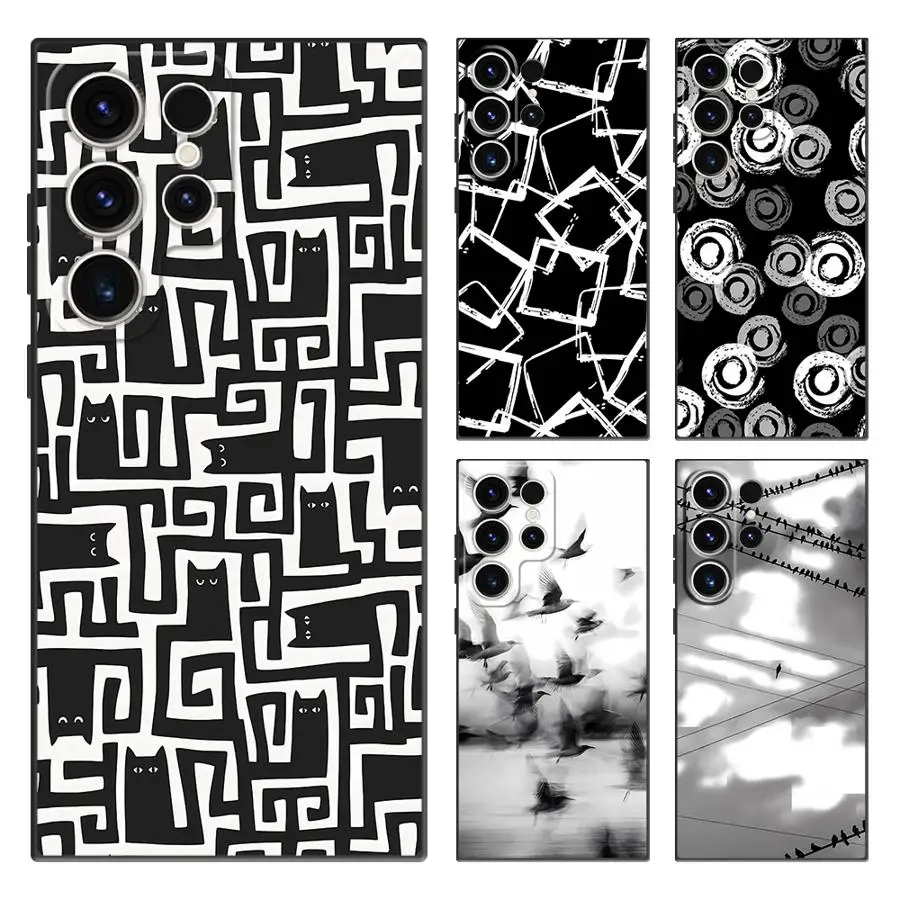 Coque de protection pour téléphone Samsung Galaxy S26 Note 20 Ultra 8 9 10 S20 S10 S9 S21 FE S25 Ultra S23 S24 Plus, motif ligne artistique tendance