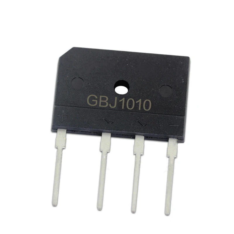 5~500Pcs GBJ1010 GBJ1008 GBJ1006 Bridge Rectifier GBJ10M/10K/10J Bridge Stack 10A 1000V/800V/600V GBJ Flat Bridge Cutable Foot