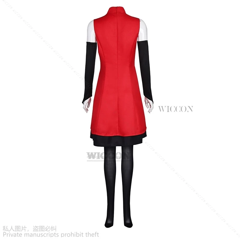 Anime Hazbin for roleplay Hotel Charlie Cosplay Halloween Costume Adult Women Turtleneck Red Dress Sexy Sleeveless Daily Skirt