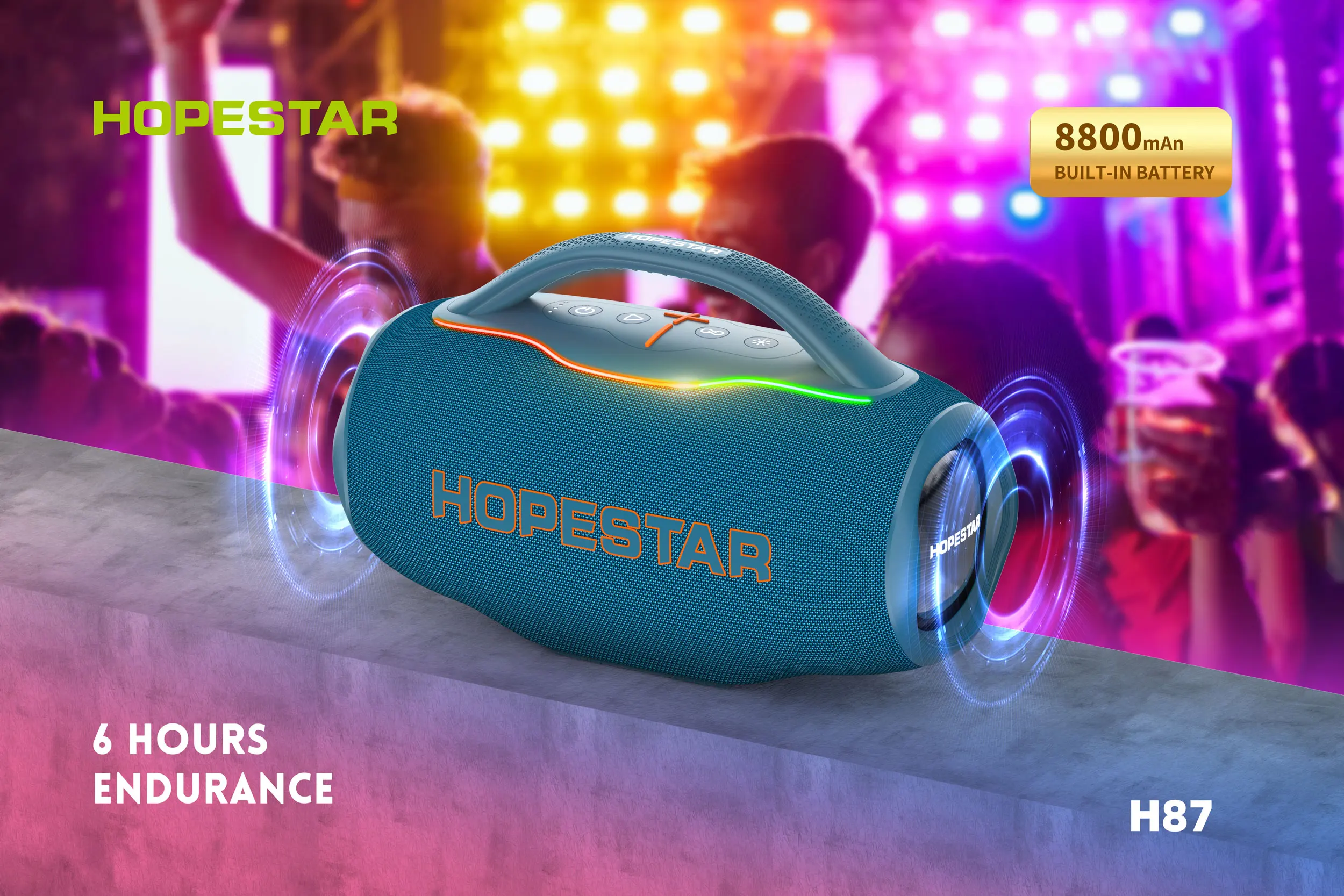 HOPESTAR H87 70W IPX5 Waterproof for Speaker 8800mAh 3-5H Playtime Outdoor Boombox with RGB LED Lights Party