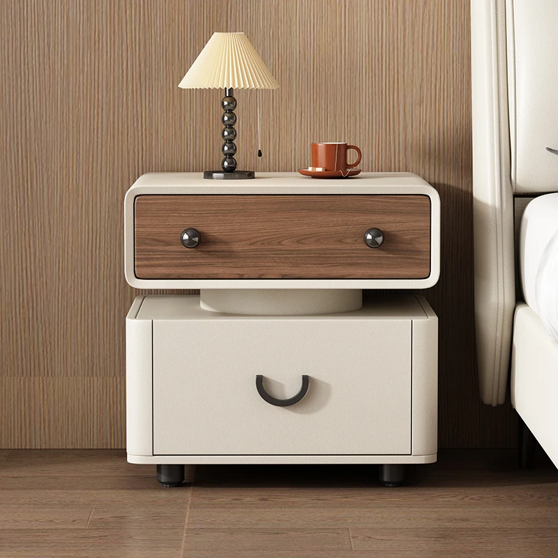 

Cream Style Cute Nightstands Space Saving Design Storage Bedside Table Glamour Light Luxury Mesita De Noche Bedroom Furniture