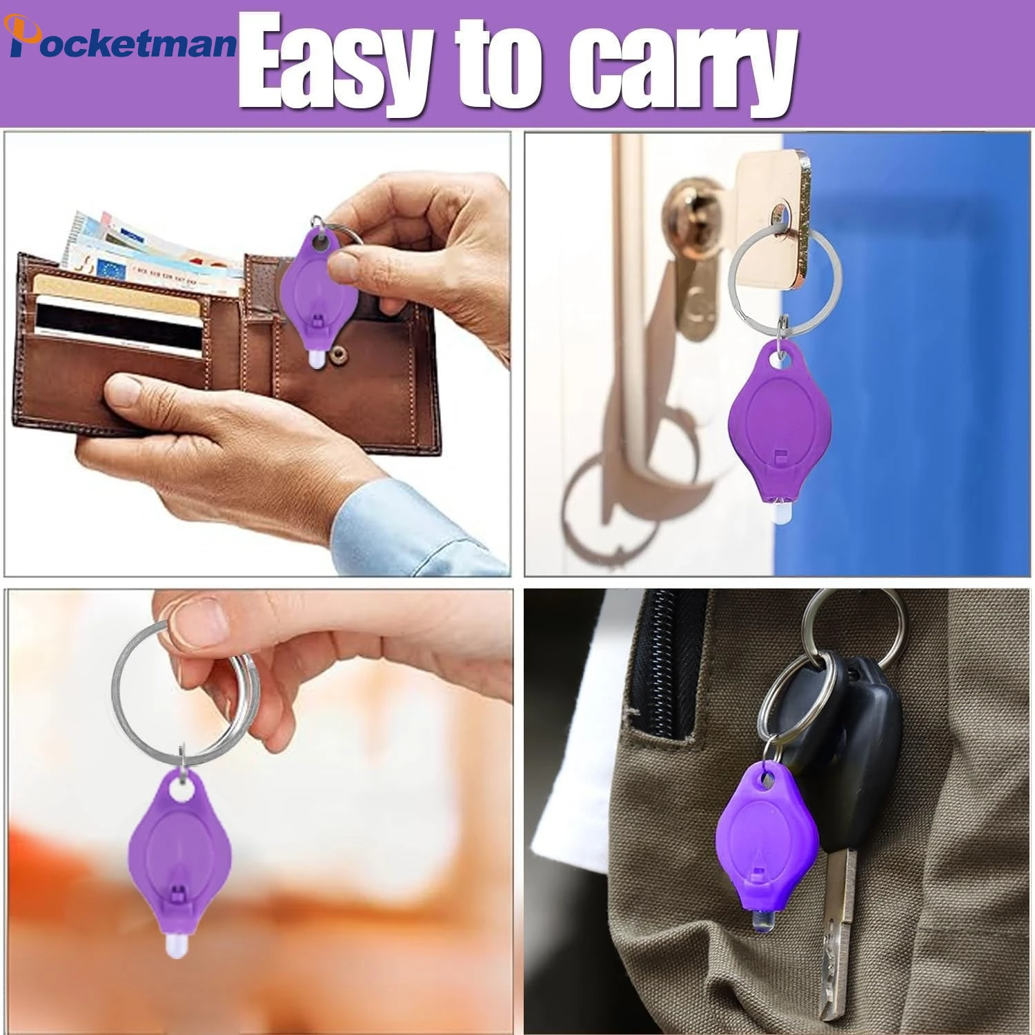 Mini Flashlight Keychain Lights UV Keyring Light Super Bright Pocket Mini LED Keychain Flashlight Small Torch Emergency Light