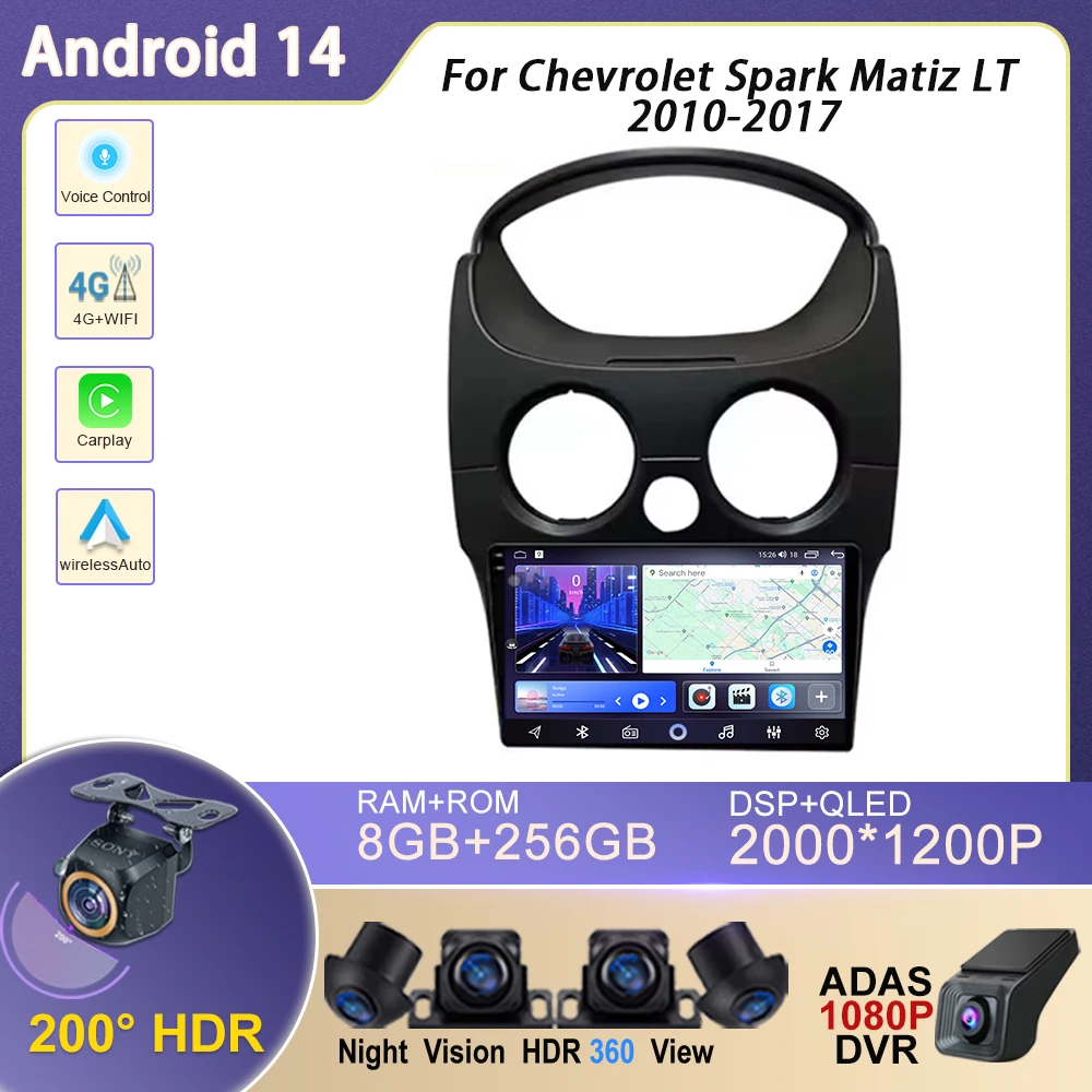 

For Chevrolet Spark Matiz LT 2010-2017 9" Android Car Multimedia Car radio Video Player GPS CarPlay Auto 4G Head Unit Stereo