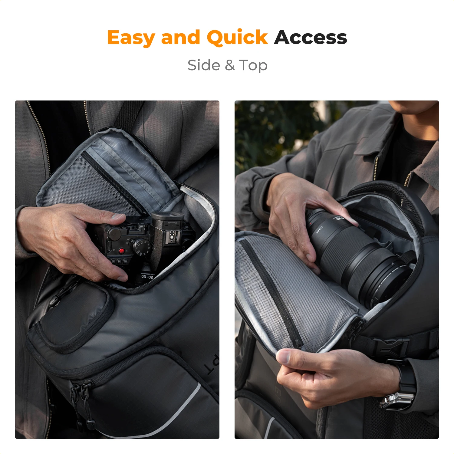 K&F Concept 25L Camera Backpack Waterproof Sony Camera Bag for DSLR/SLR Camera Case with Tripod Strap Rain Cover for 15" Laptop - Image 5