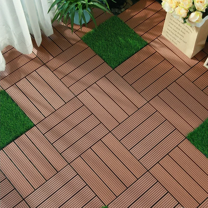 

11 шт. Антикоррозийный пластиковый деревянный пол, 1 ㎡ DIY Внутренний наружный пол, балкон, бытовой двор, закалка на землю Декоры