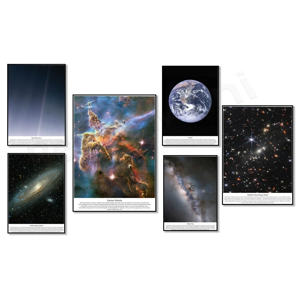 Science Gifts, Carina Nebula, Milky Way, Andromeda Galaxy Poster, Hubble Space Canvas Print Astronomy Poster Starry Sky Wall Art