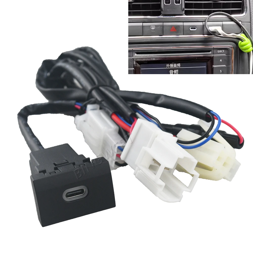 Dla VW Volkswagen POLO 2011-2013 Samochodowa ładowarka USB PD Quick Charge QC3.0 Przycisk adaptera do automatycznego ładowania telefonu