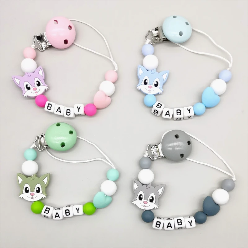 الطفل مخصص هوة كليب شخصية اسم سلسلة سيليكون حبة الدمية الحلمة حامل لعبة التسنين مضغ هدية قلادة للهايات