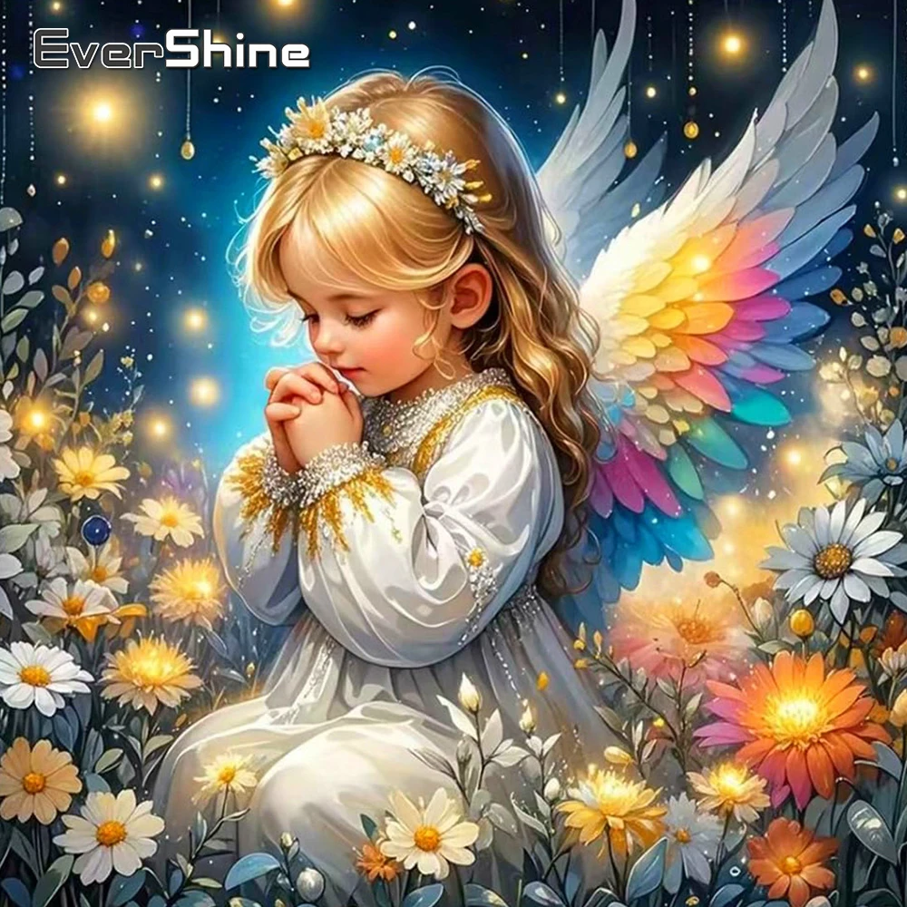 Evershine Diamant Malerei Mädchen Voll Platz Diamant Stickerei Engel Strass Bild Mosaik Blumen Neue Ankunft Kind Geschenk