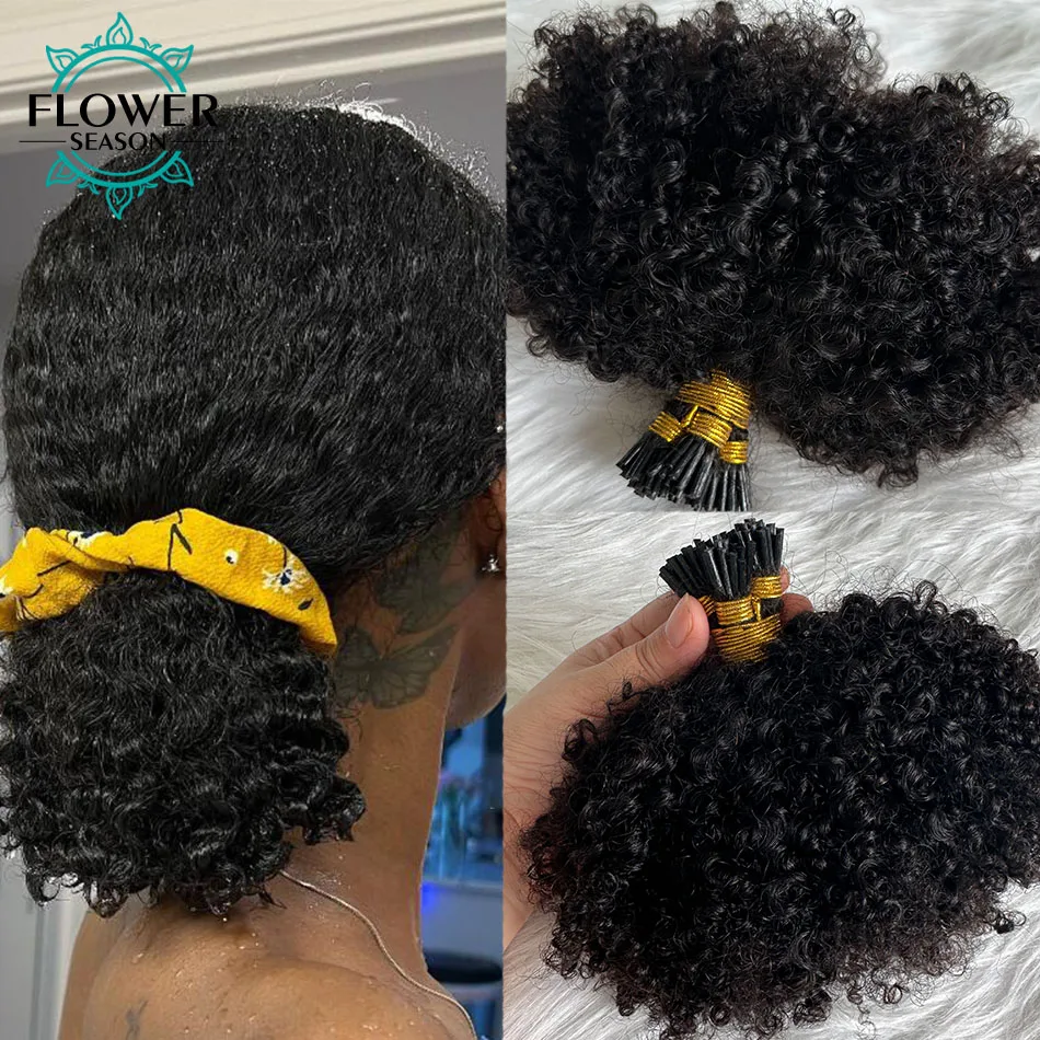 

Afro Kinky Curly Human Hair I Tips Hair Extensions Microlinks Short Kinky Curly Human Hair Extensions Bundles For Women