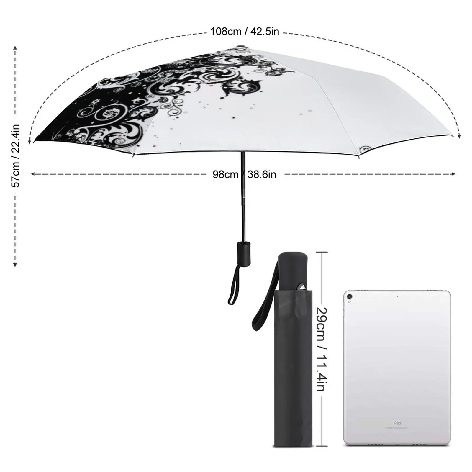 Artistic Graffiti Printed Umbrella Rain Women Automatic Umbrella Three Folding Sun Protection Umbrella Male Portable Parasol