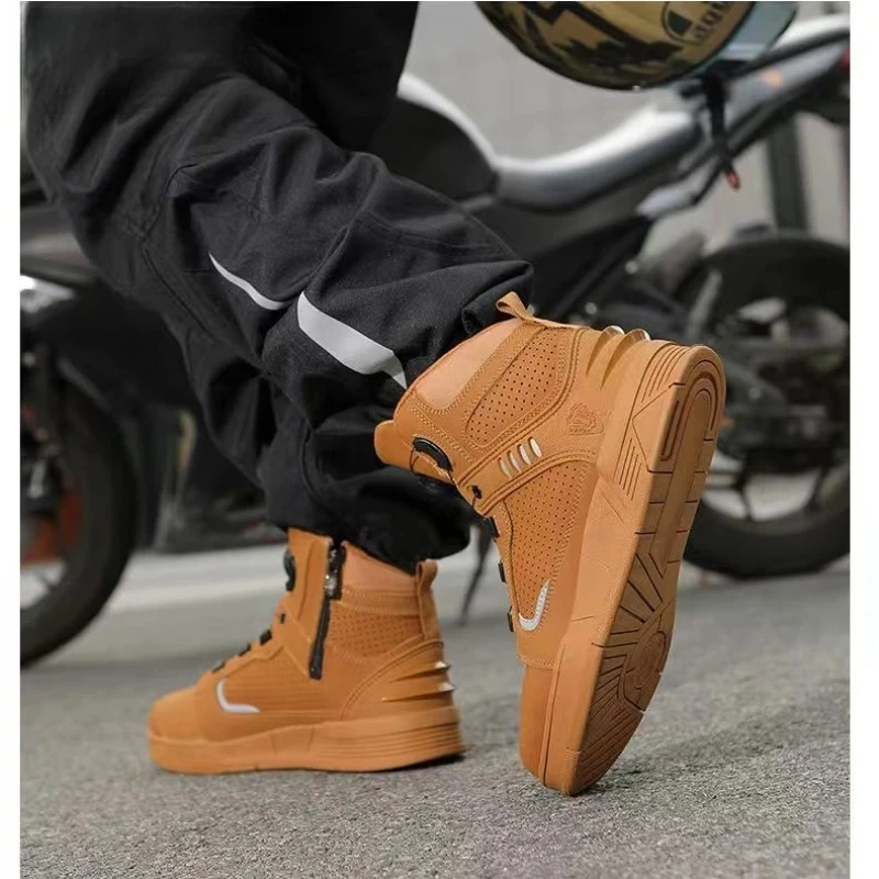 Hot Moto Sneaker Motorcycle Boots Men Biker Shoes Microfiber Leather Adventure Motocross Shoes Anti-slip Motorcycle Equipment