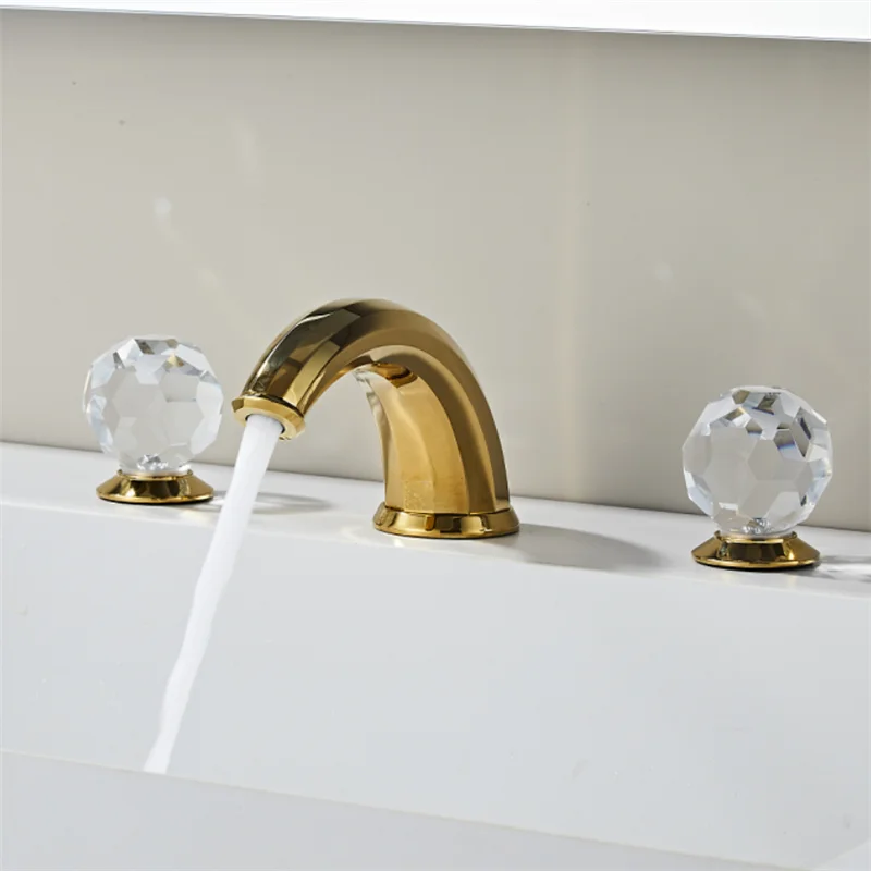 Gold Bathroom Faucet Modern basin faucet Brass widespread faucet Tap luxury Basin Mixer Hot And Cold shower room sink Faucet