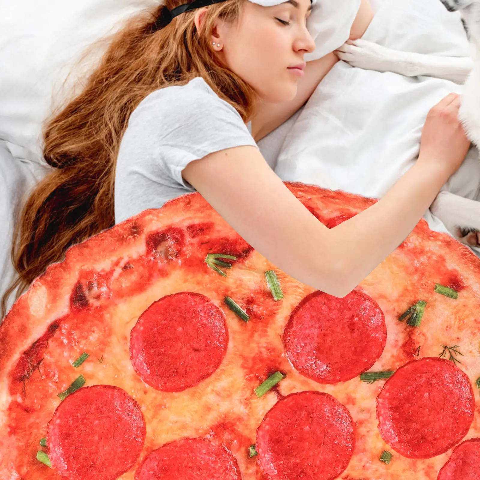 

Уютный мягкий фланелевый плед-пицца круглой формы для взрослых и детей, теплый, с оригинальным дизайном в виде еды, для кондиционированных помещений, пикников на природе и вечерних киносеансов