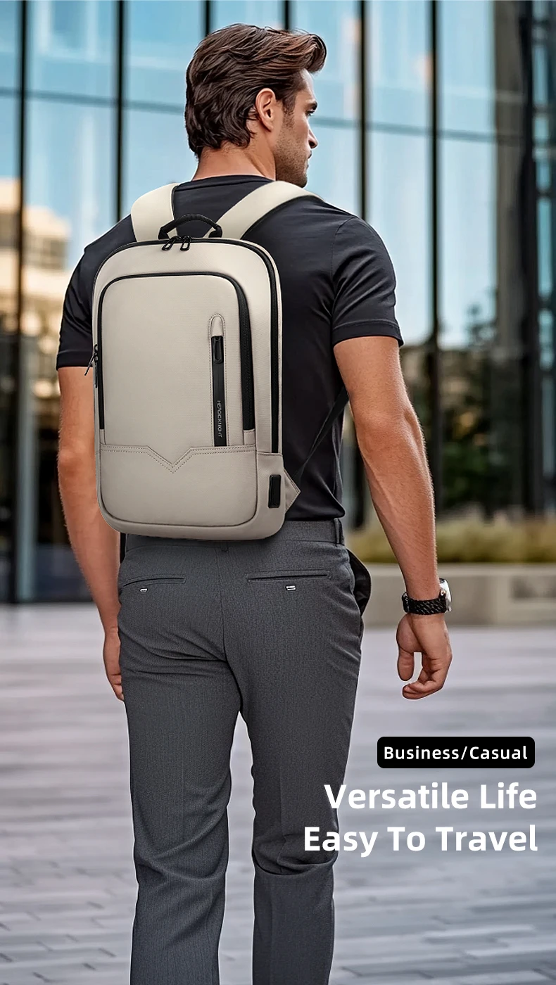 HK Hochwertiger Rucksack 15,6-Zoll-Laptop-Tasche Herren-Business-Pendler-Rucksack Wasserdichtes Oxford-Gewebe Leichte Reisetasche – Detail 1