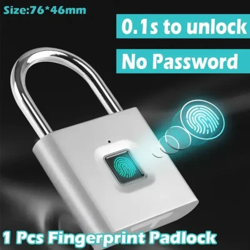 

1 шт. умный замок с отпечатками пальцев, USB перезаряжаемый дверной замок, быстрая разблокировка металла из цинкового сплава