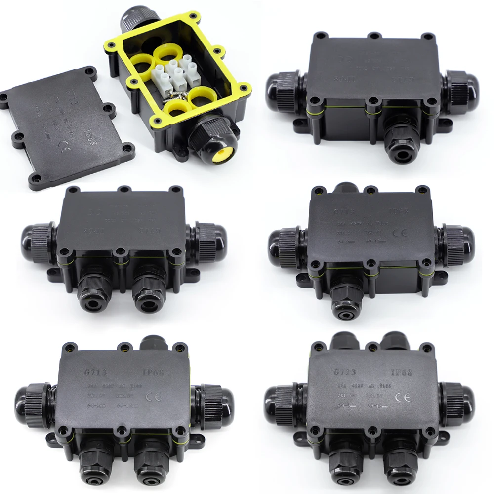 

IP68 Waterproof Junction Box Electrical 2/3/4/5/6 Way Enclosure Block Cable Connecting Line Protection for Wiring Accessories