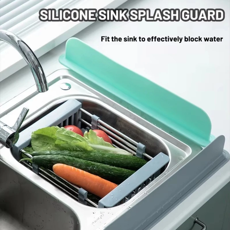 Silicone Sink Water Baffle Kitchen Splash Guard Water Barrier for Washing Basin Sink Hand Basin Silicone Water Stopper Strip