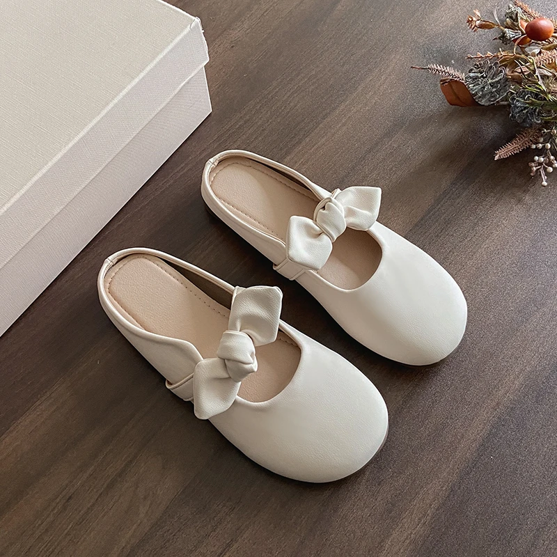 รองเท้าแตะสตรีแบบสวม หัวมน ผูก - Women Shoes Mules บทวิจารณ์และราคา