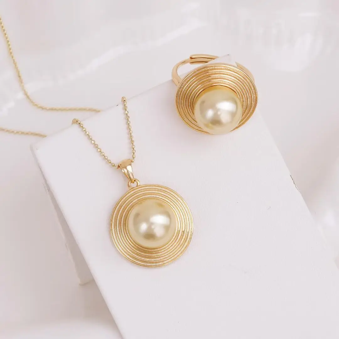 

925 Sterling Silver Ring and Pendant Set Mountings Findings Beautiful Jewelry Set Parts Fittings for 11-12mm Size Pearls