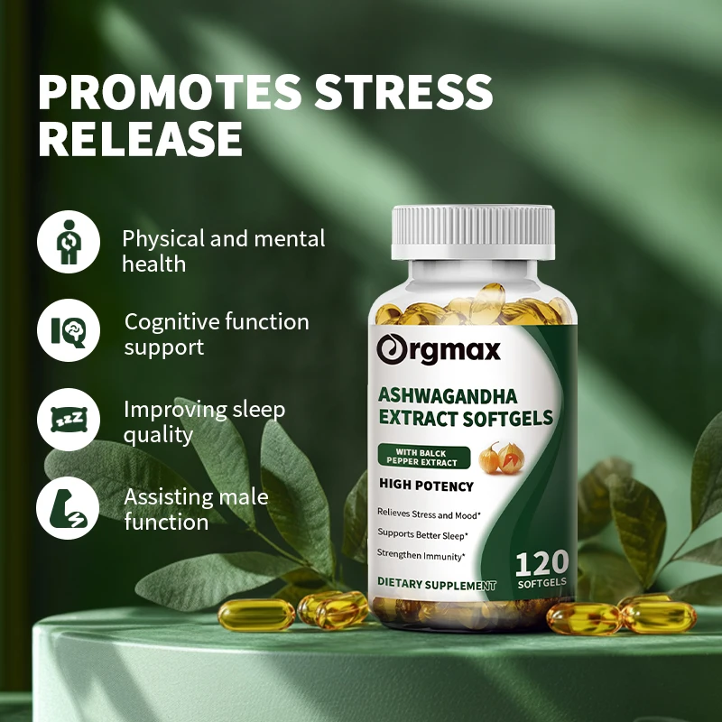 Organic Ashwagandha Capsules, Piperine Extract, Stress Relief, Natural Mood and Focus, Natural Energy Supplement, Unisex