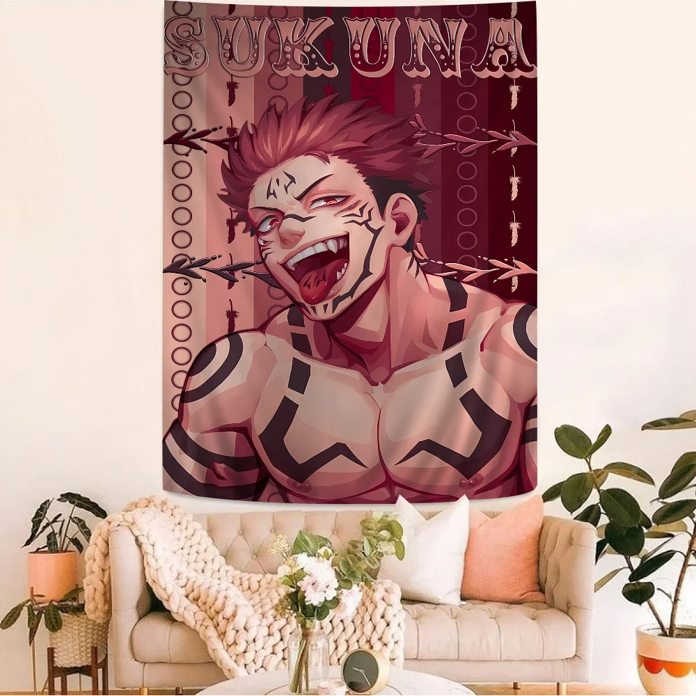 Jujutsu Kaisen Ryomen Sukuna Cartoon Hippie Wall Hanging Tapestries Bohemian Wall Tapestries Mandala INS Home Decor