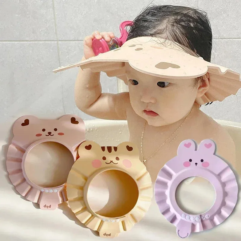 

Infant Cute Bear Shower Cap - Adjustable Soft Hat with Eyes & Ears Protection for Bathing