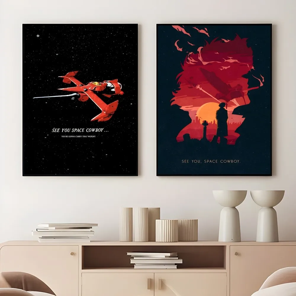 C-Cowboy B-Bebop Anime Retro Poster Sticky Wall Art Printing Waterproof Home Living Bed Room Bar Aesthetic Decor