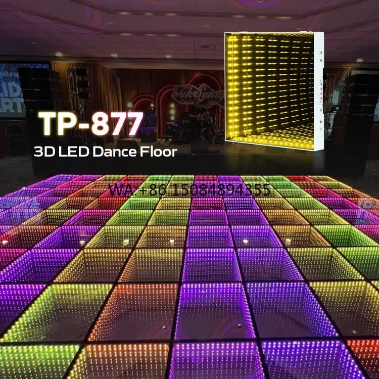 Top Dance Illuminated Light up Wireless Led 3d Wedding Mirror Dance Floor Magnetic Panel Pista De Baile