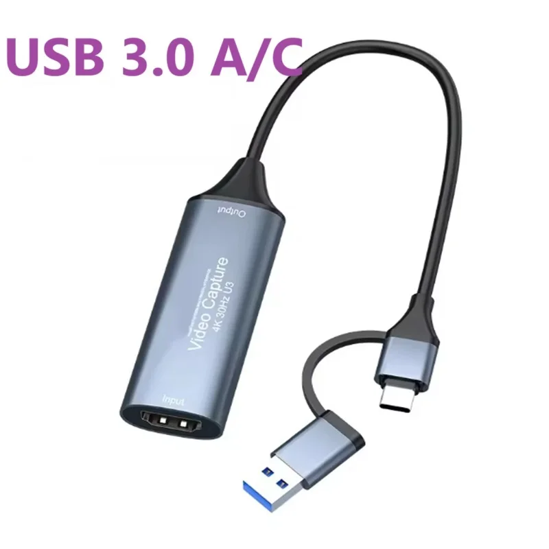 ﻿   USB 3.0 2.0 Videoaufnahmekarte 4K HDMI zu USB Typ-C Game Grabber Record Live Streaming Videorecorder für Switch Xbox PS4/5